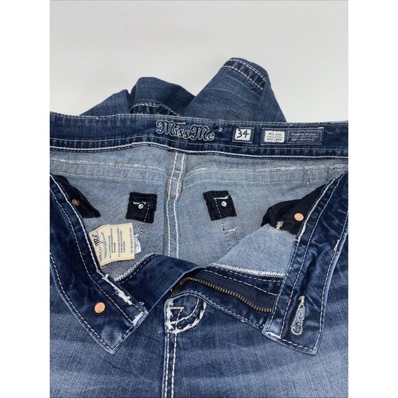 Miss Me Mid Rise Easy Crop Saddle Stitch White Tag Sz 34 EUC - Picture 10 of 12